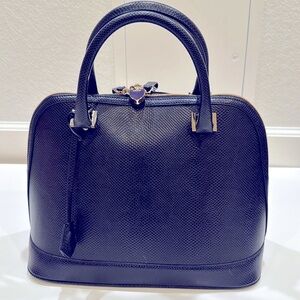 Deep blue leather Hepburn Aspinal of London bag. Brand new, with tags